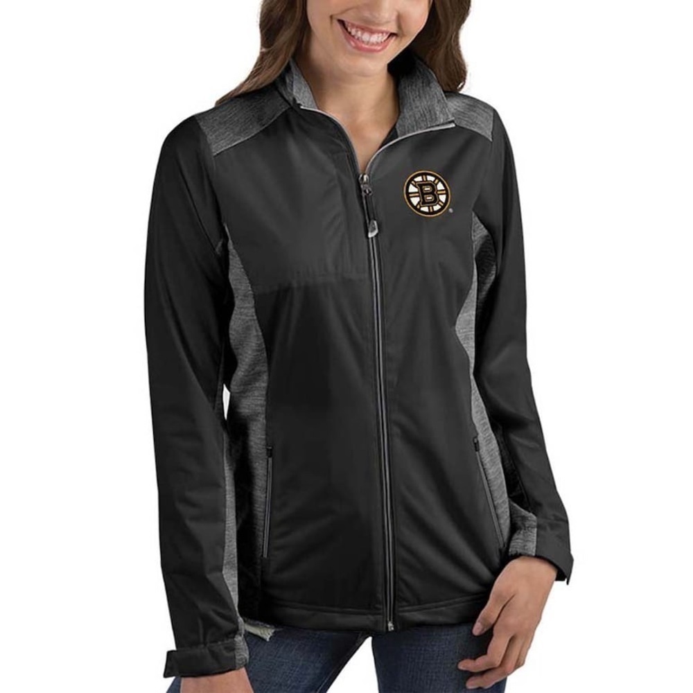 Women's Antigua Black Boston Bruins Revolve Full-Zip Jacket Black M